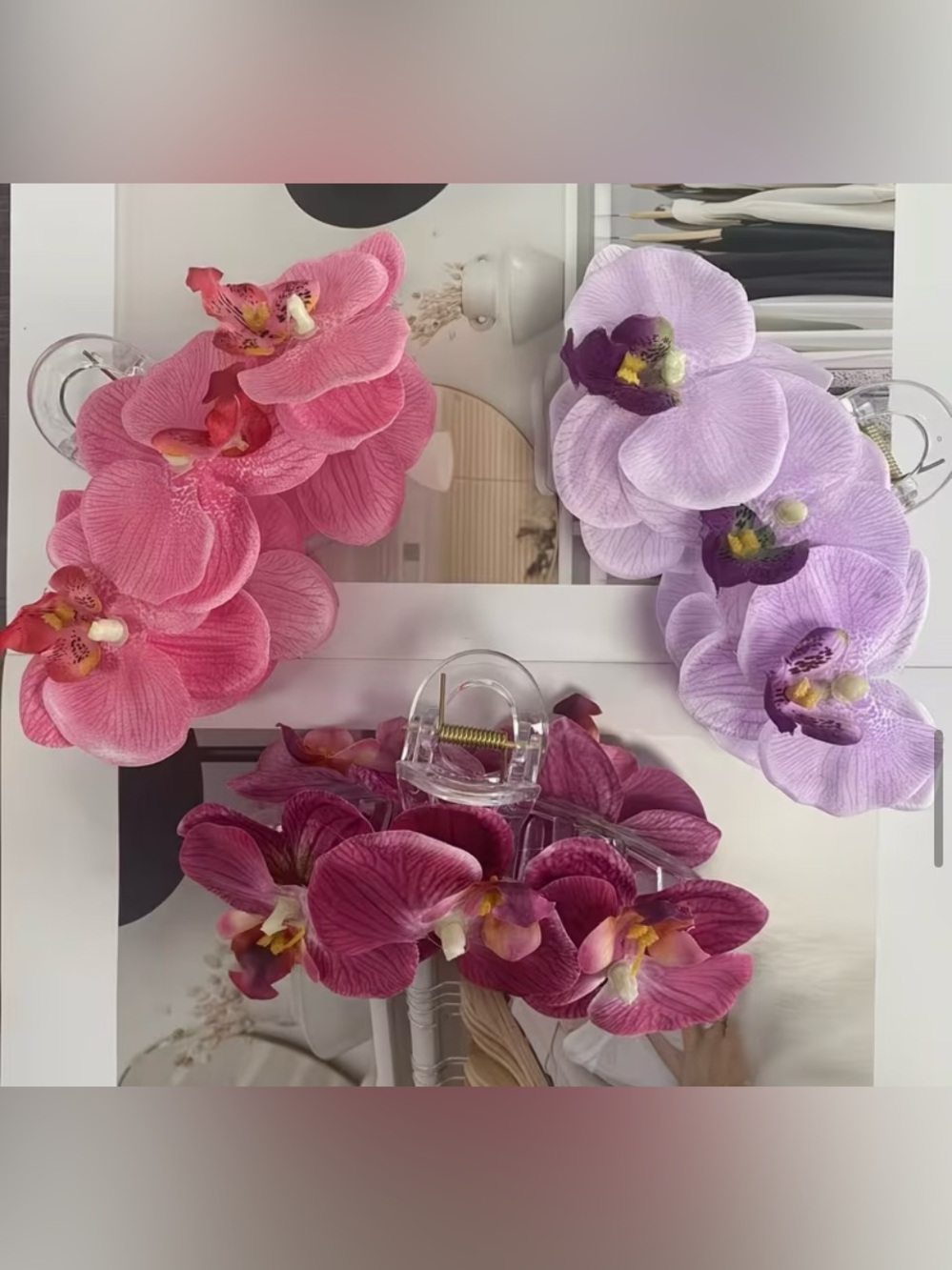 Purple & Lilac Orchid Flower Claw Hair Clip | Oversized Boho Statement Claw NWT